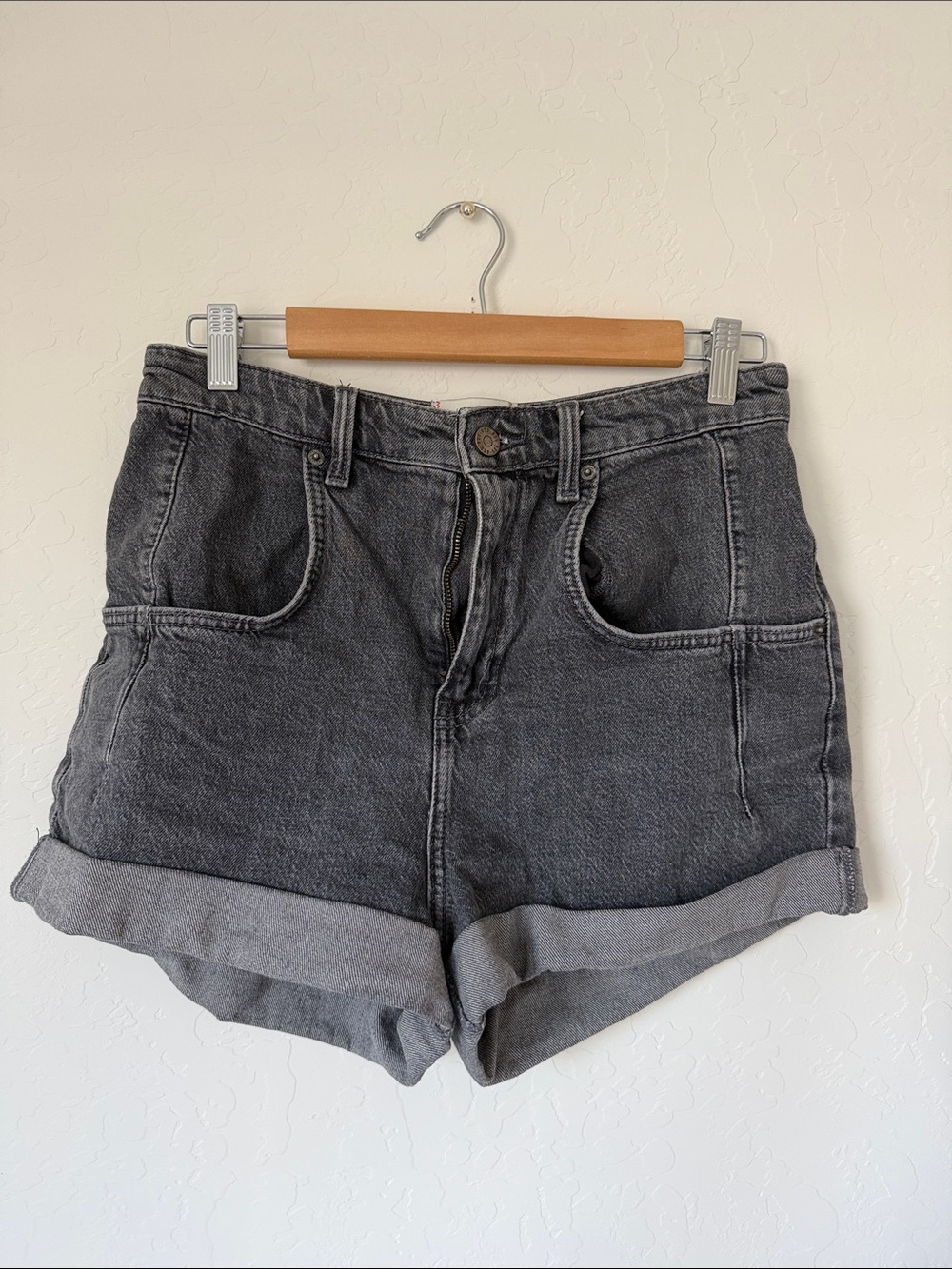 BDG Charcoal Rolled Hem Denim Shorts